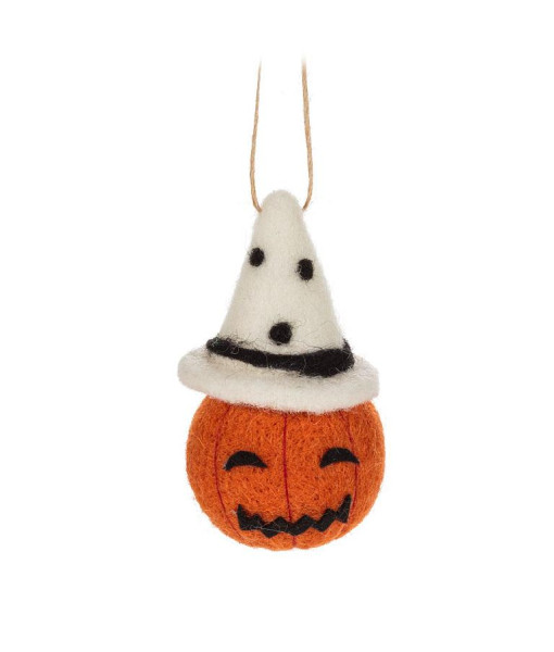 Xmas tree ornament,  wool fabric pumpkin head