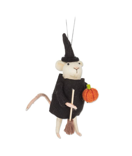Xmas tree ornament, witch mouse in black robe
