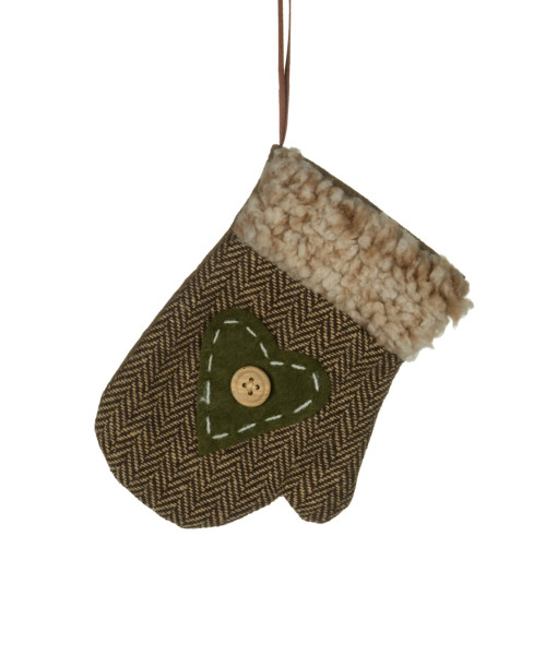 Fabric ornament, Brown mitten