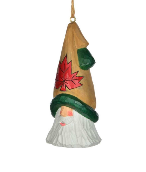 Ornement, tête de Père Noël avec chapeau de feuille d'érable, souvenir du Canada.