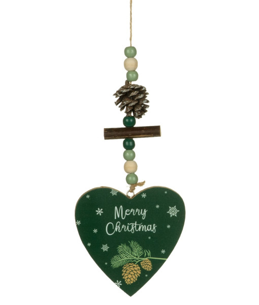 Ornament, Green heart shape with motif and decoration.