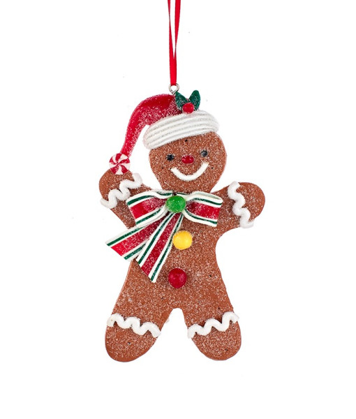 Ornamant, biscuit bonhomme en pain d’épice, avec chapeau rouge