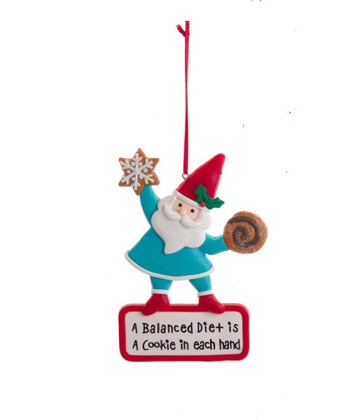 Ornament, Santa the cookie eater with cookies in hands
