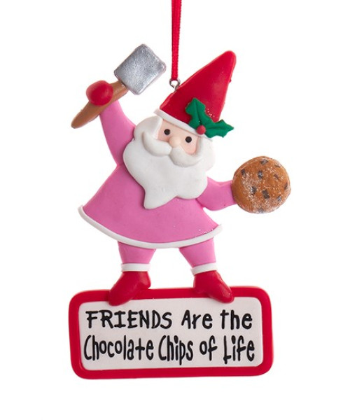 Ornament, Santa, with cookies in hands