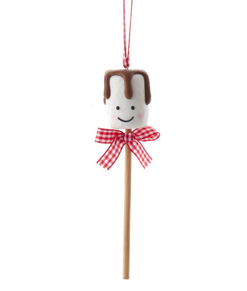 Ornament, Marshmallow on a stick, red ribbon, chocolate topping