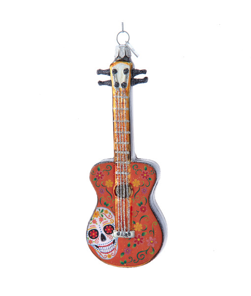 Glass ornament, Day of the Dead style guitar.