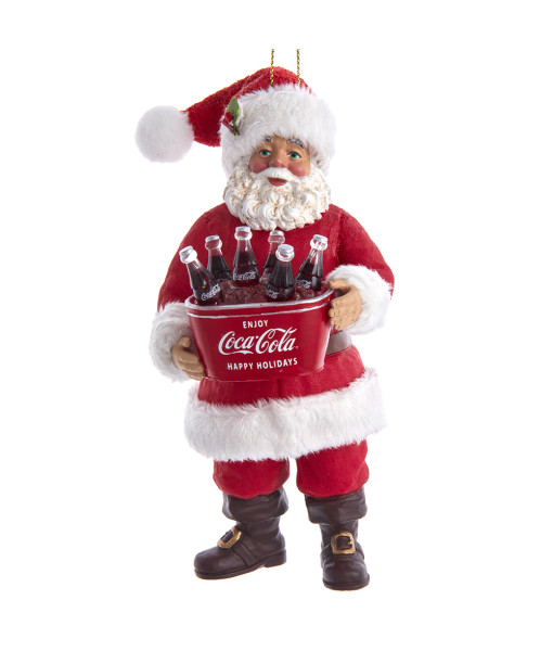 Ornament, Santa Claus with ice cold Coca Cola in an ice bucket