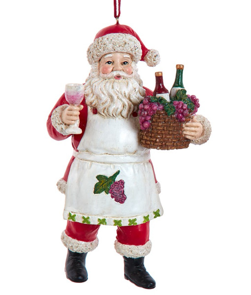 Xmas tree ornament,  Santa with wine basket