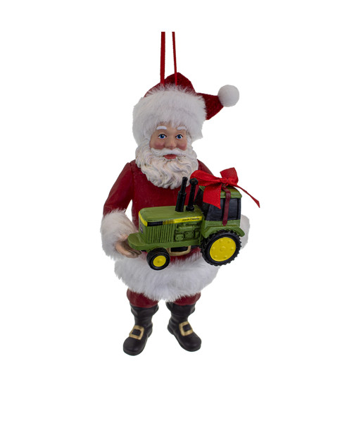 Ornement du Père Noël avec tracteur John Deere