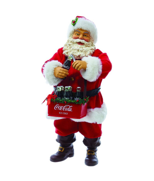 Table ornament, Santa taking a Coca Cola break, opening a bottle of Coke