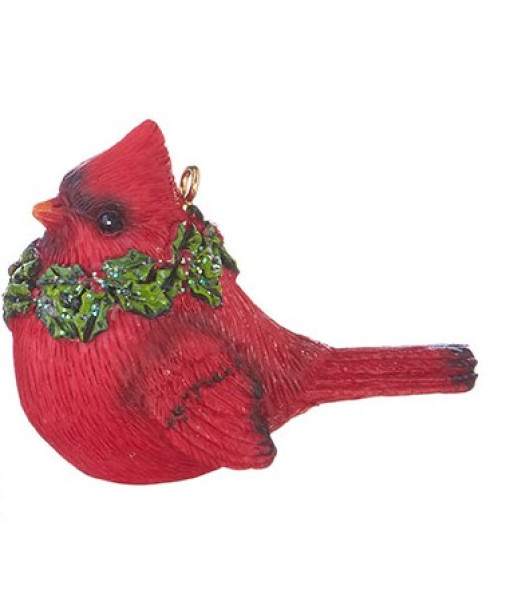 Ornement, Cardinal avec couronne de houx de Noël