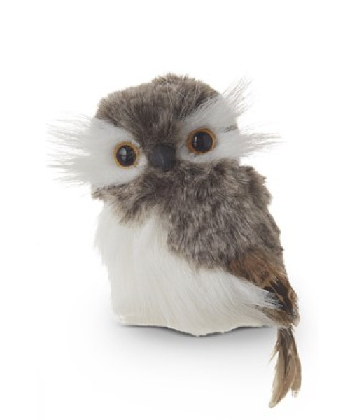 Ornament, little Horned Owl, in plush, measures 5 inches