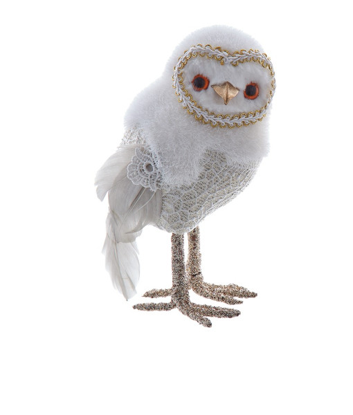 Décoration de table, hibou doré et blanc