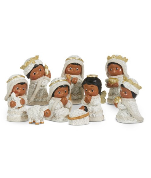 Nativity Scene, 9 pc, child figurines, knit pattern