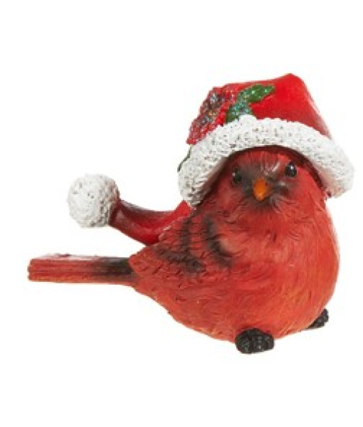 Ornement, Cardinal avec le chapeau de Père Noël