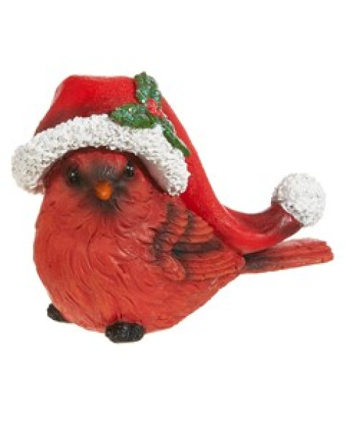 Ornement, Cardinal avec le chapeau de Père Noël