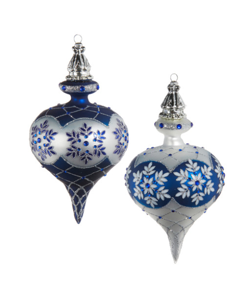 Boule de verre bleue et argentée