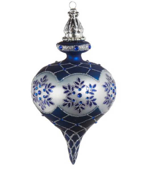 Boule de verre bleue et argentée