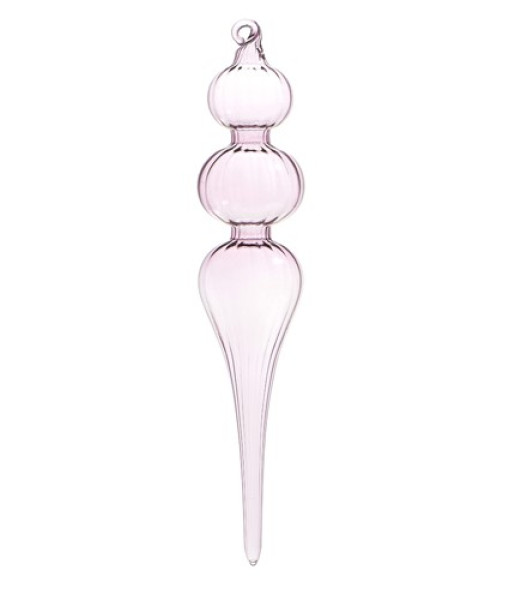 Ornament, Glass amethyst finial shape, measures 9 inches