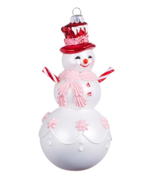 Glass ornament, Peppermint Snowman