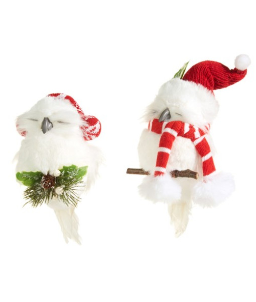 Ornament,  sleepy  owl with wooly hat and scarf