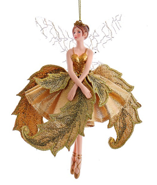 Ornament, ornate ballerina fairy in gold