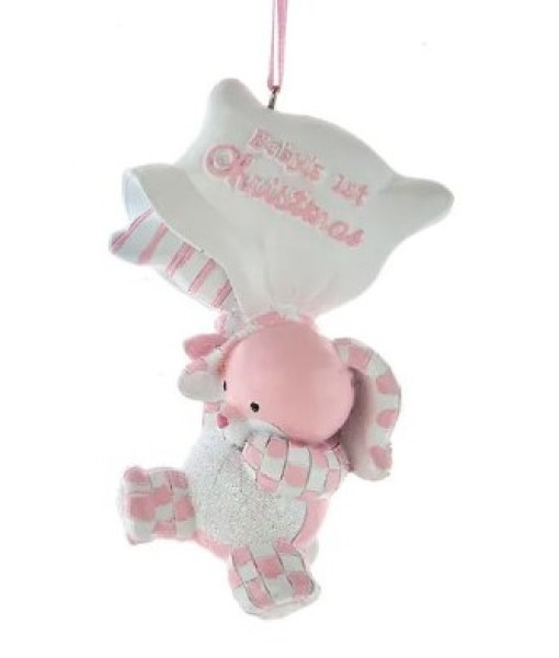 Ornament, Pink Baby Bunny. 
