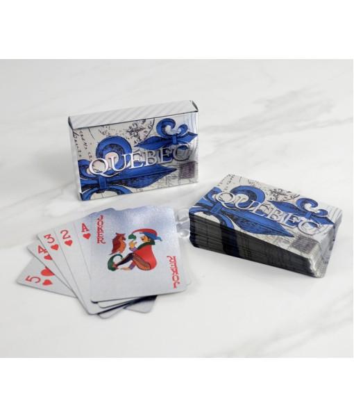 Jeu de cartes souvenir de Québec. Présente Québec et la Fleur de Lys au verso des cartes
