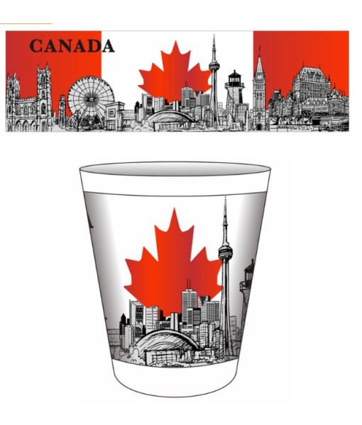 Souvenir du Canada, verre à shooter, paysage urbain canadien