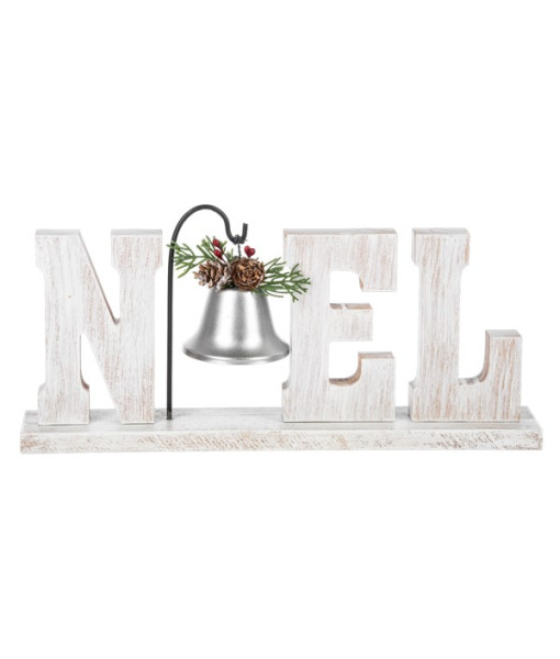 Décor d’étagère / bureau, plaque avec cloche, « Noel »