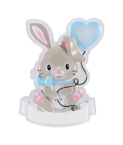 Ornement personnalisable, Lapin avec ballon bleu