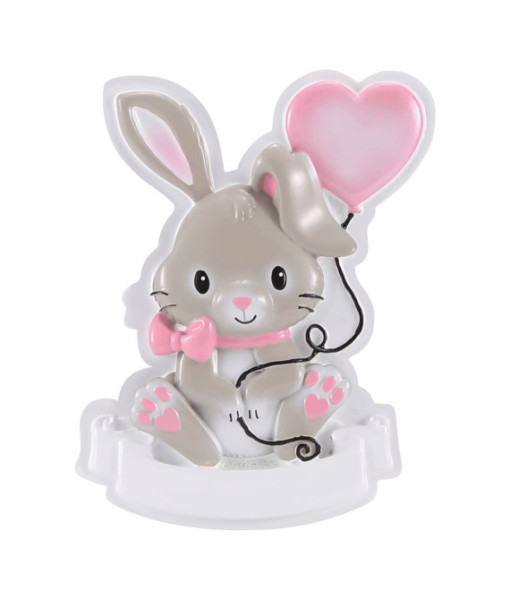 Ornement personnalisable, Lapin avec ballon rose