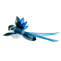 Ornement d'oiseau bleu à plumes volantes