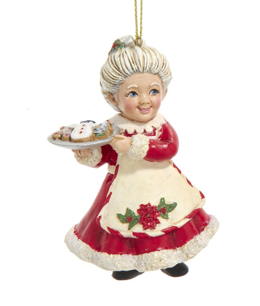 Ornement, Mme Claus avec un plateau de cookies.