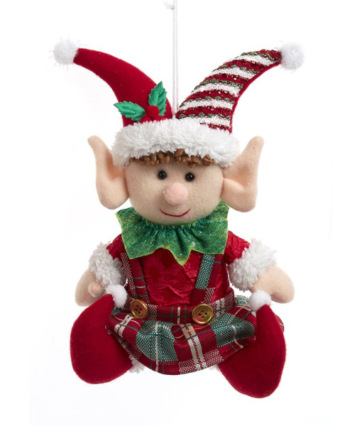 Ornement en tissu, petite fille elfe festive.