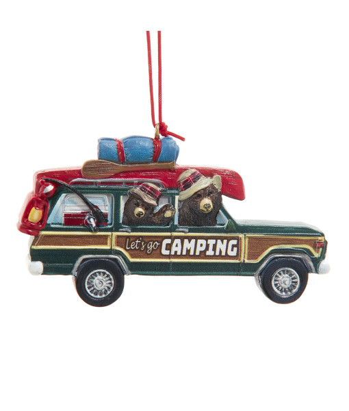 Ornement, Famille d’ours en voiture, Voyage de camping