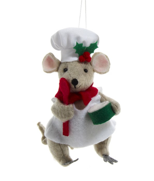 Ornement, souris chef avec bol à mélanger.