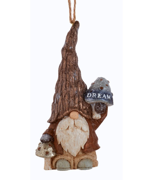 Ornement, gnome rustique avec champignon