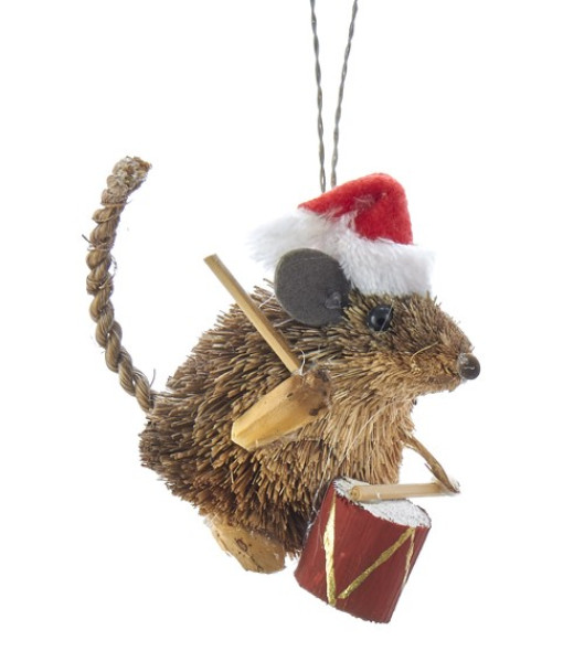 Ornement, souris chantante avec tambour