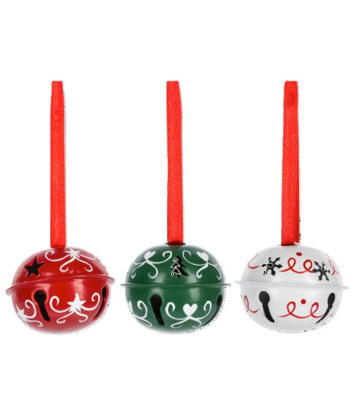 Ornements de clochettes multicolores (rouge, vert et blanc)