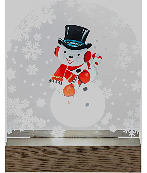 Décoration de table, bonhomme de neige blanc et dodu avec canne en bonbon et chapeau haut de forme