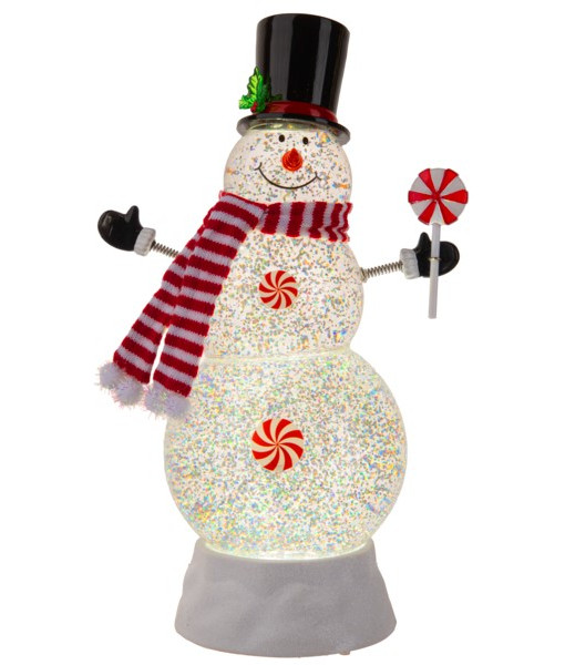 Lanterne à eau, avec effet scintillant, bonhomme de neige
