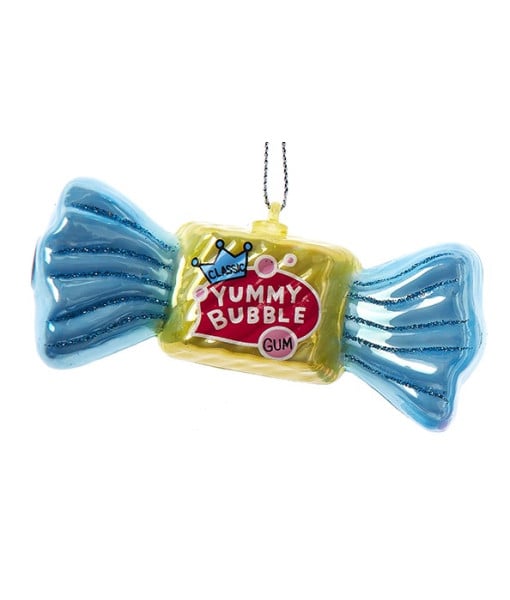 Chewing-gum à l'ancienne dans son emballage, ornement en verre Chewing-gum à l'ancienne dans son emballage, ornement en verre