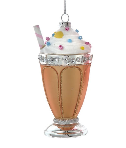 Soda à la glace flottante avec paille, ornement en verre Soda à la glace flottante avec paille, ornement en verre