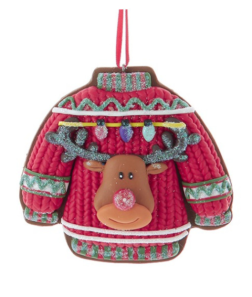Ornement, Pull de Noël moche avec renne.