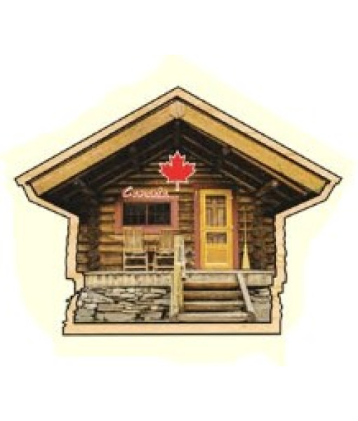 Ornement, Souvenir du Canada, Cabane en bois avec feuille d'érable