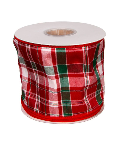 10yd, Ruban Plaid Noel Dupion