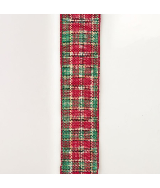 10yd Ruban Plaid rouge/vert