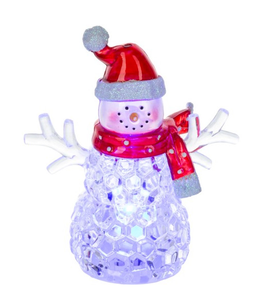 Décor de table, lumière LED, bonhomme de neige en cristal, mini lumière scintillante