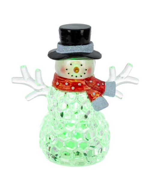 Décor de table, lumière LED, bonhomme de neige en cristal, mini lumière scintillante